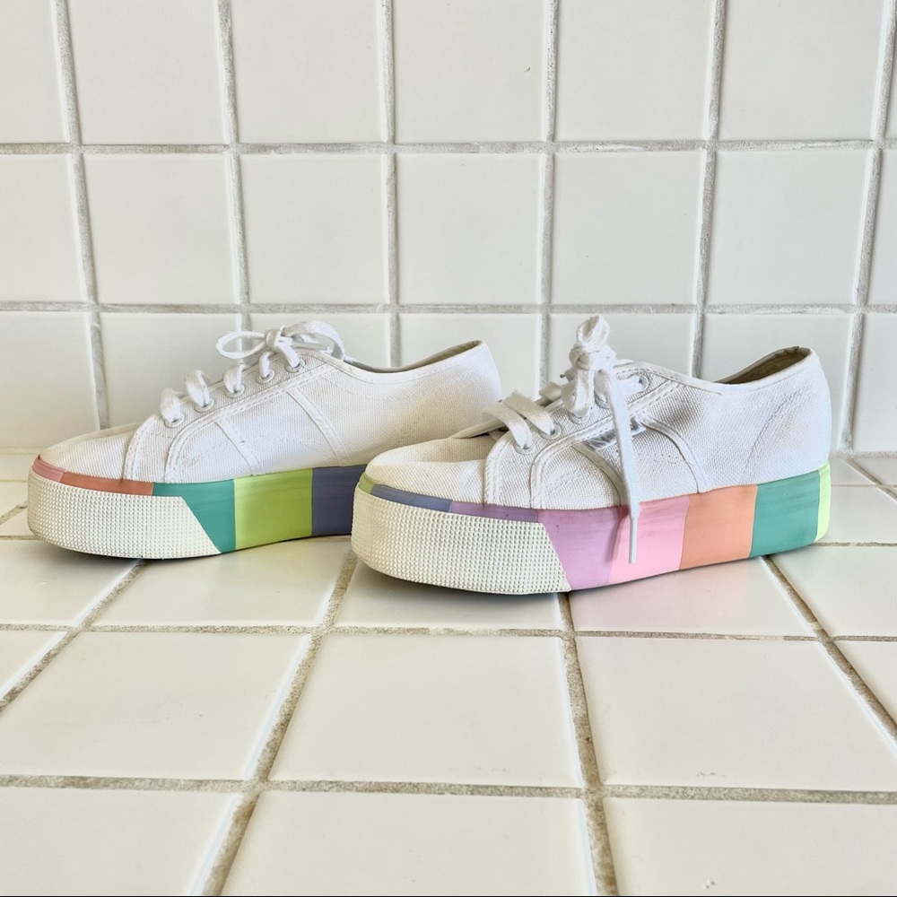 Superga color block platform sneaker